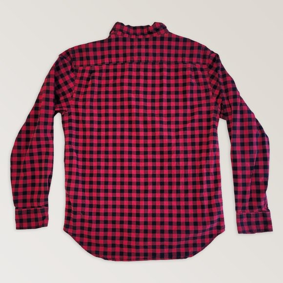 OLD NAVY Red Plaid Casual Cotton Shirt, Farmhouse Fall Top, Size M - Picture 2 of 10